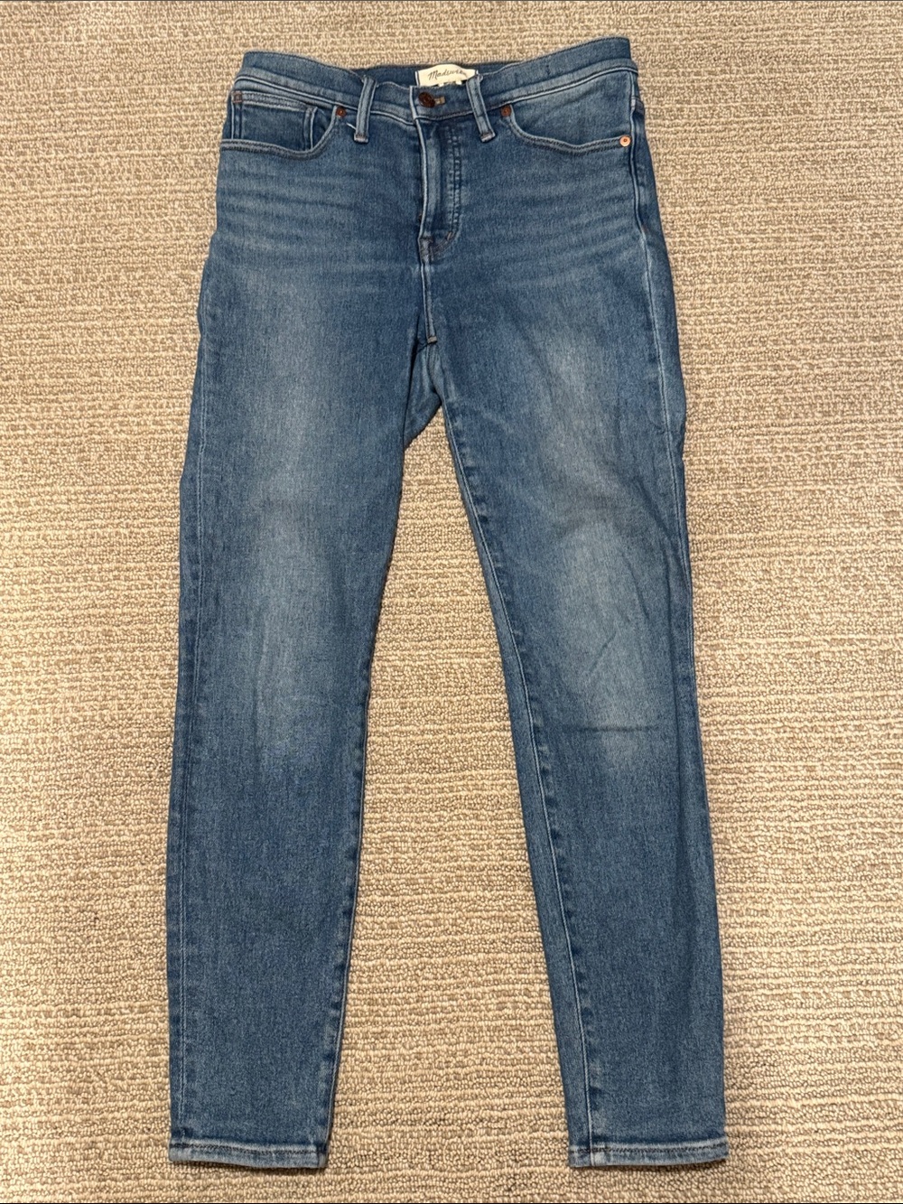 Madewell 9 inch Mid Rise Skinny Jeans in Medium Blue Denim